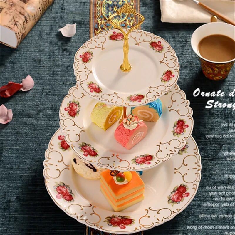 楽天市場】A000949ケーキ スタンド プレート 3段セット アフタヌーン