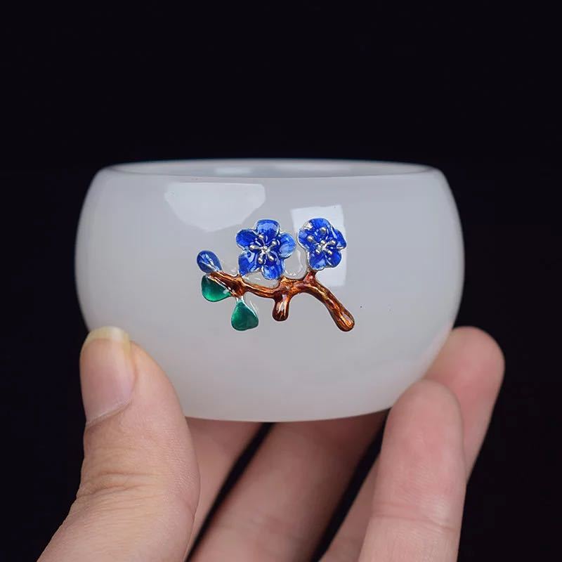 A009311玉瓷カップ お茶カップ 高級感 湯呑み 4点セット 茶器.|リタハウス 店