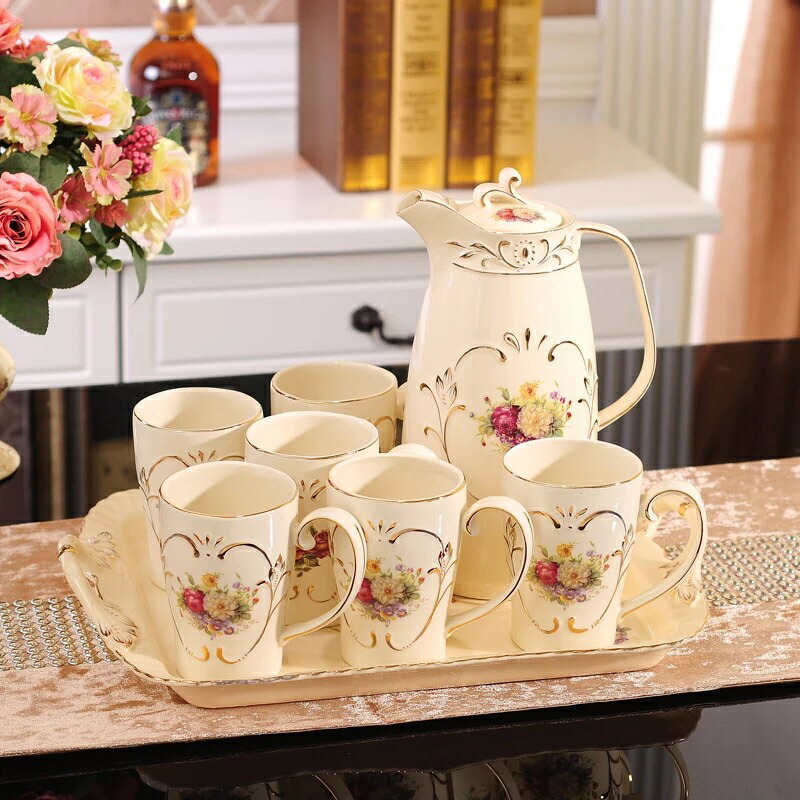 西洋ティー・コーヒーカップセット カップ6客セット 花柄 姫系雑貨 上品陶磁器ティーセット