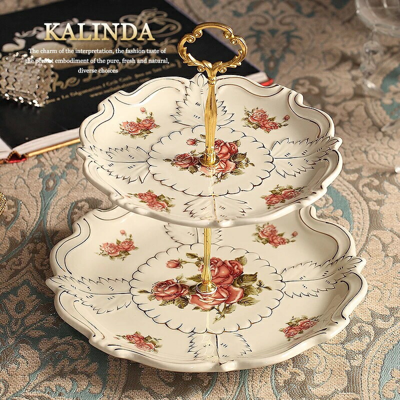 楽天市場】A008865ケーキ スタンド プレート 2段セット アフタヌーン