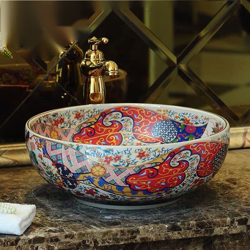 楽天市場】A014295洗面ボウルセット 洗面ボール 陶器手水鉢 手洗器