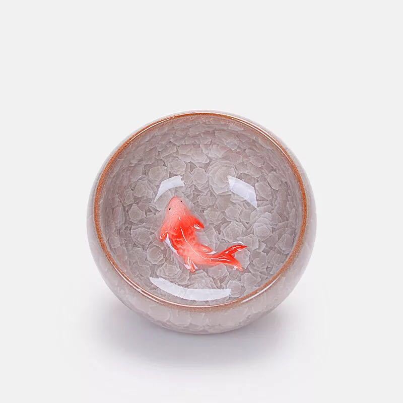 立体の湯呑6個セット 和食器 湯のみ 焼酎 陶器カップ小鉢 煎茶碗 .立体金魚型