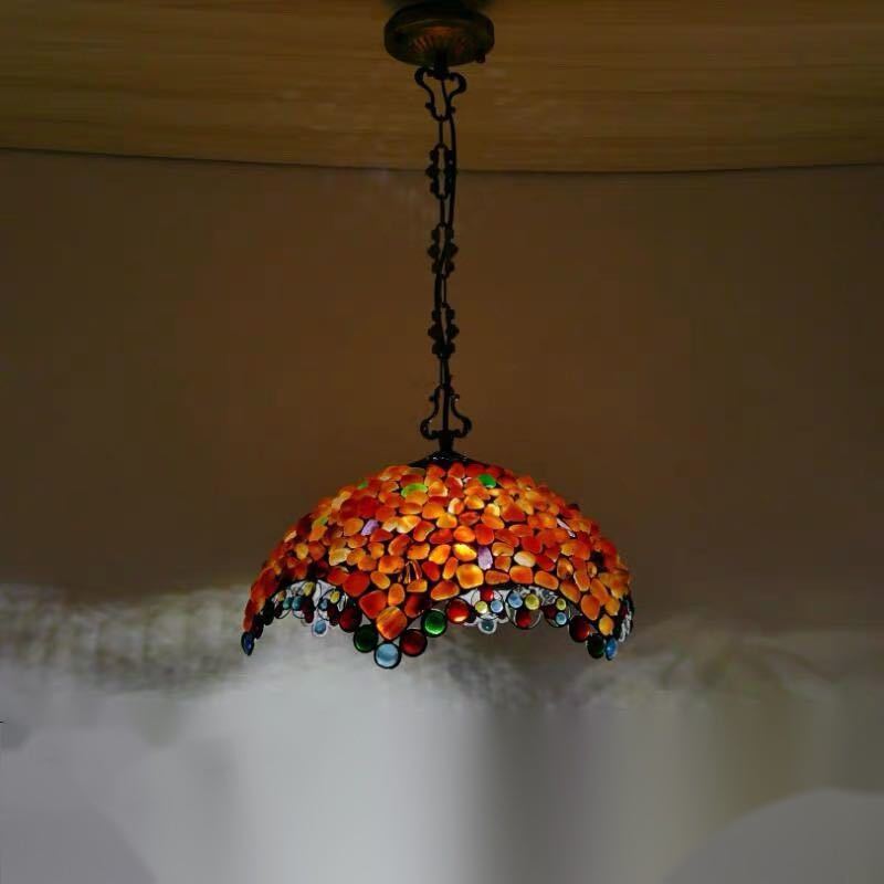 A023268ステンドグラス ペンダントライト 豪華天井照明ステンドグラスランプ ガラス工芸品 40cm 電源直結タイプ｜リタハウス　店