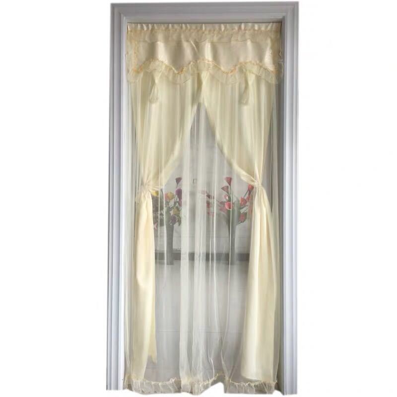A043302のれん ロング レース フラワー柄 姫系二重タイプ 暖簾 間切り レース 姫系雑貨 90x200｜リタハウス　店