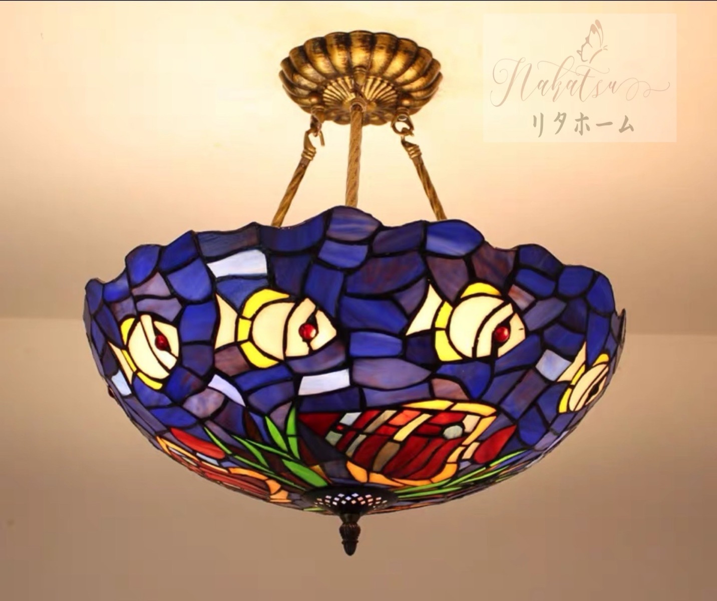 ステンドグラス．ペンダントライト豪華天井照明ステンドグラスランプ ガラス工芸品 ステンドグラス．ペンダントライト豪華天井照明ステンドグラスランプ