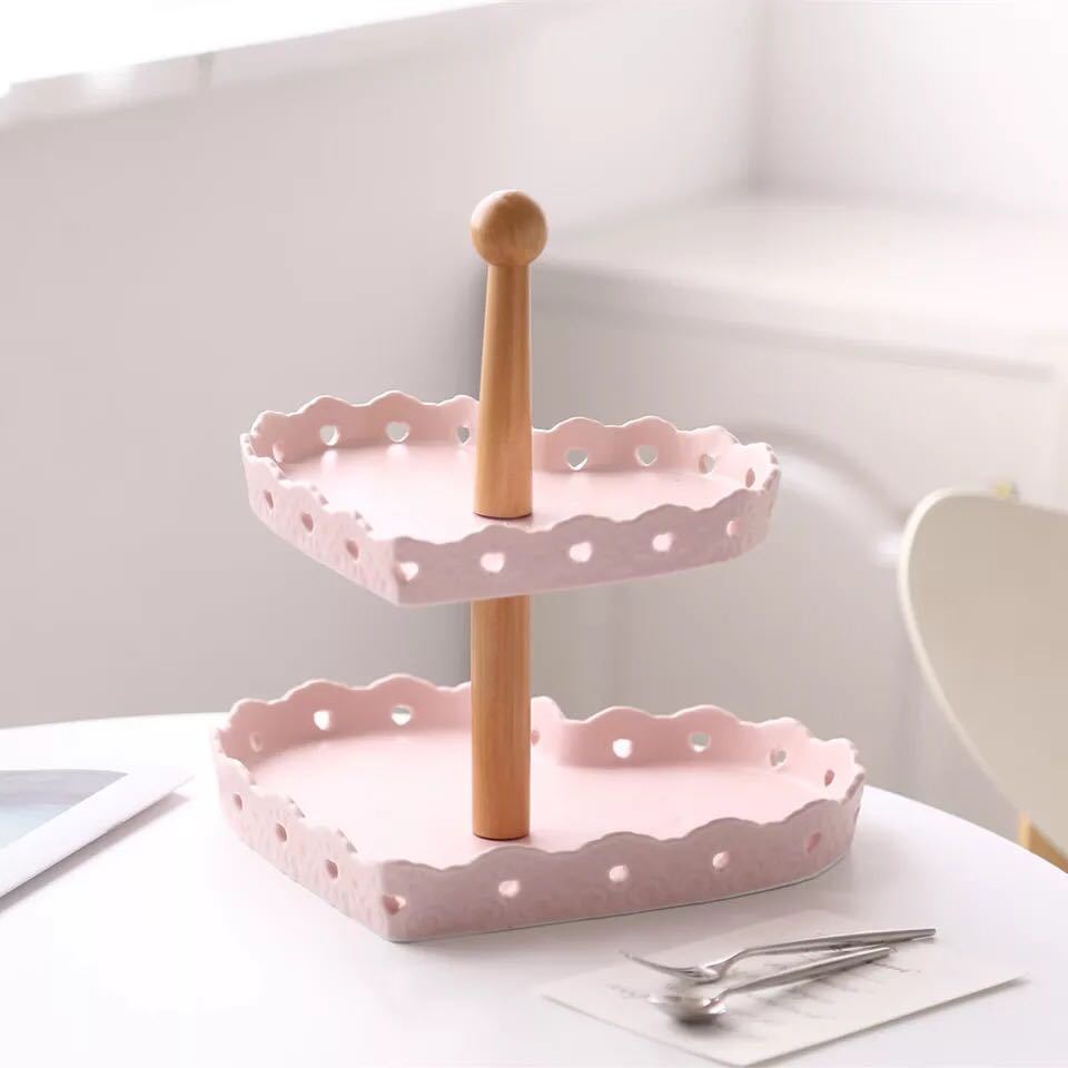 A015965ケーキ スタンド プレート 2段セット アフタヌーンティー フルーツ トレー 皿｜リタハウス　店