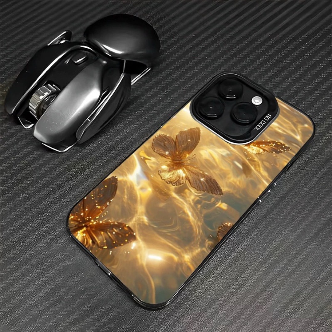 A064275高級感バタフライ iPhoneケース ゴールドデザイン 蝶モチーフ 全機種対応｜リタハウス　店