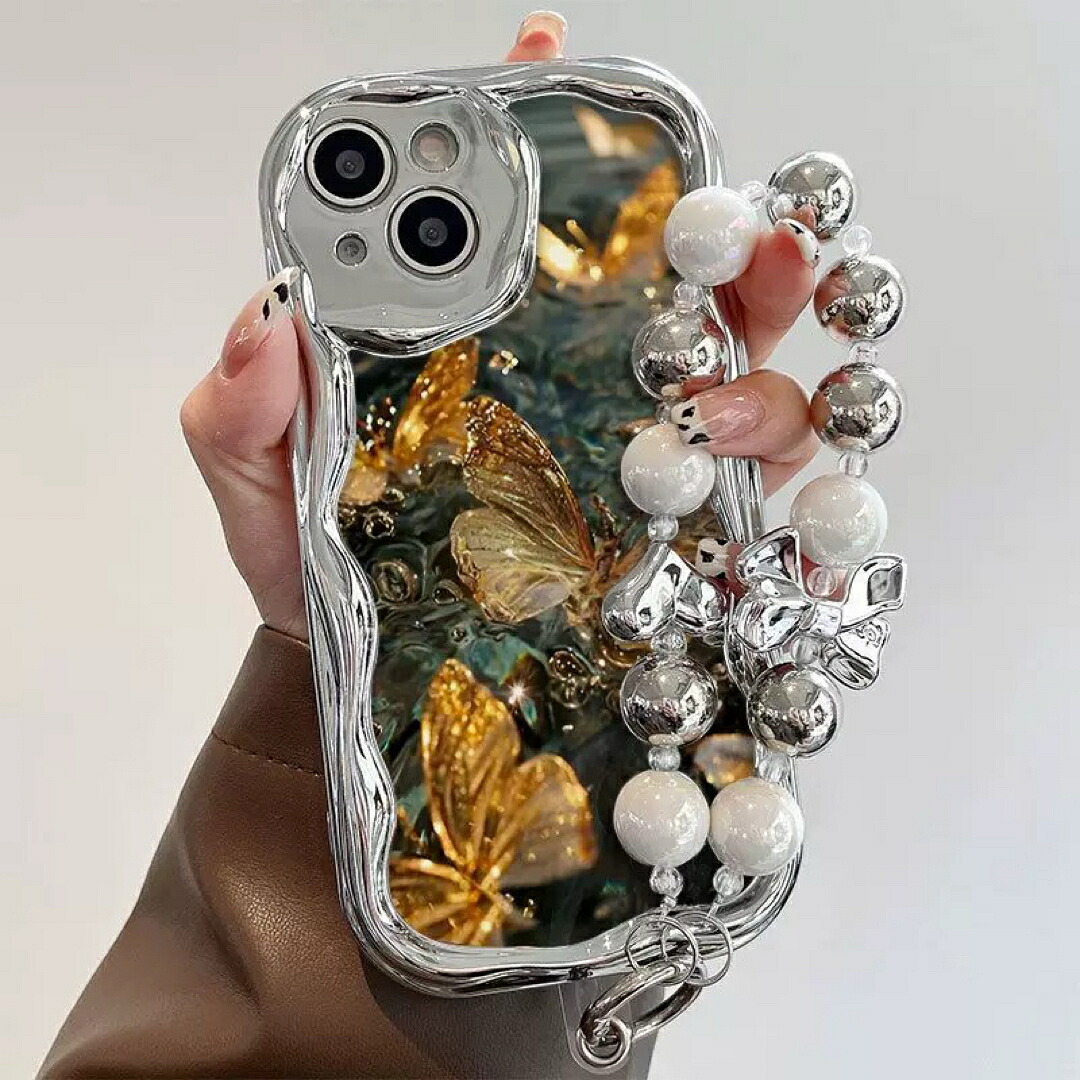 A064277バタフライ iPhoneケース クリアウェーブデザイン 蝶モチーフ 全機種対応|リタハウス 店