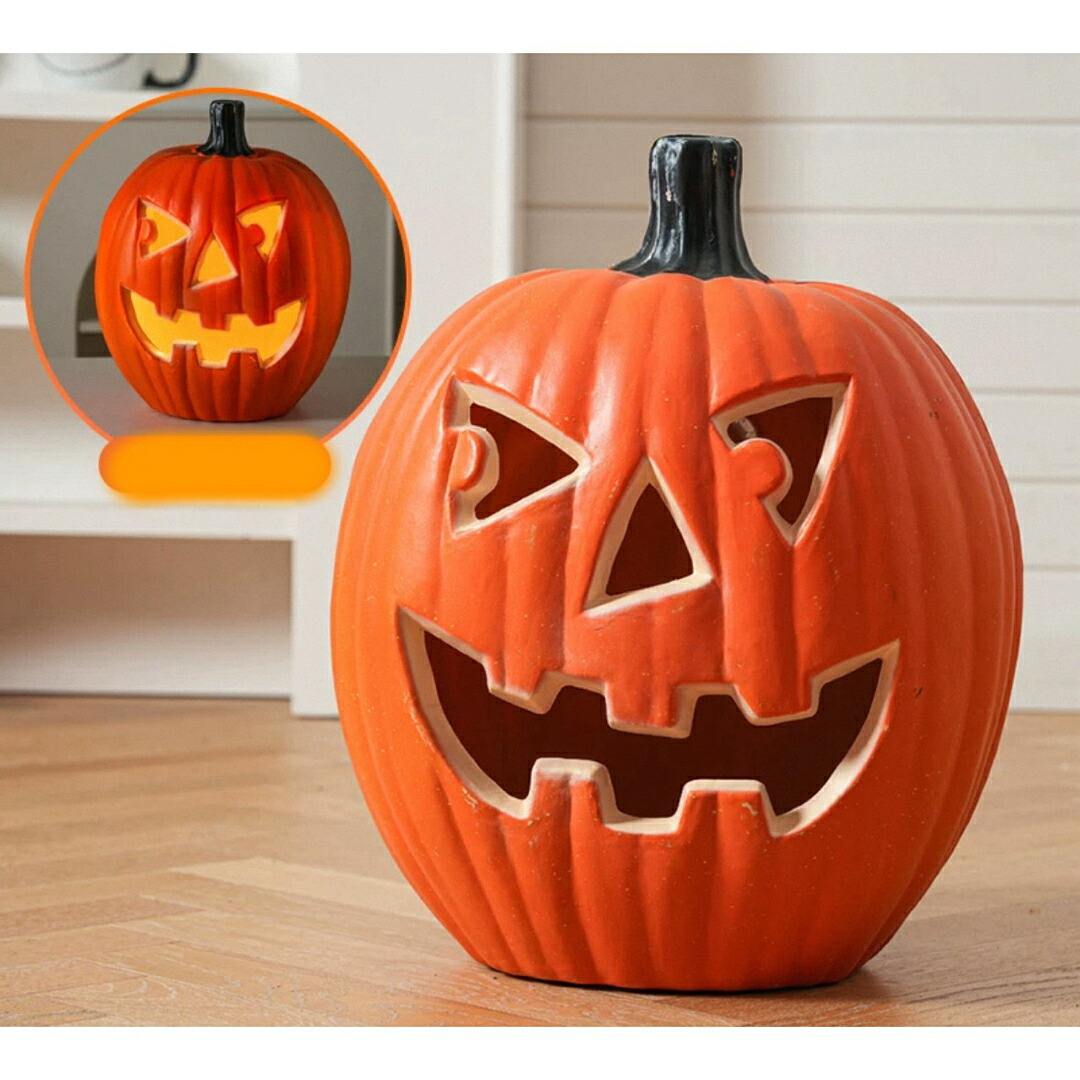 A065607ハロウィン かぼちゃランタン LEDライト付き ジャックオーランタン 装飾置物|リタハウス 店