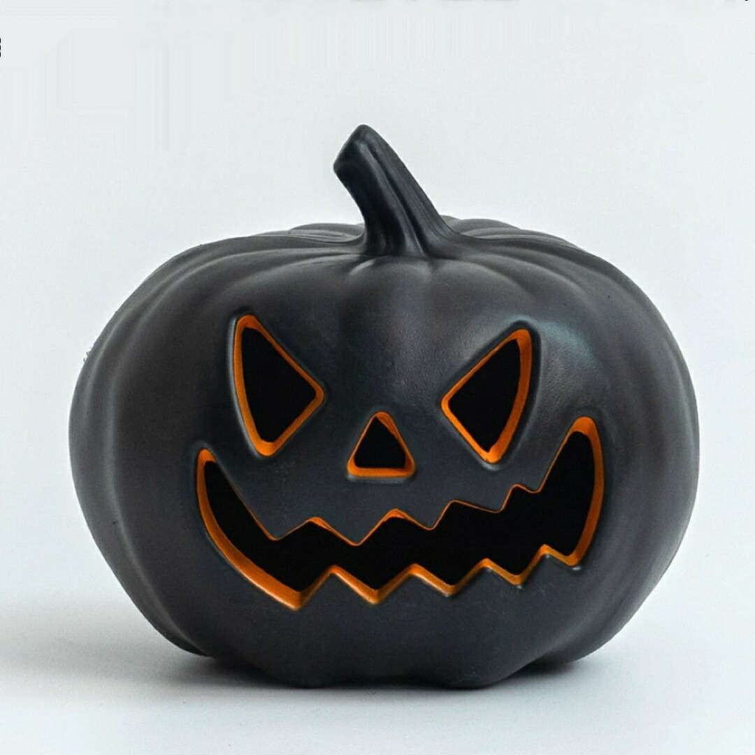 A065723ハロウィン置物ブラックパンプキン 鬼顔ランタンLED対応インテリア飾り かぼちゃ｜リタハウス　店 11,242円