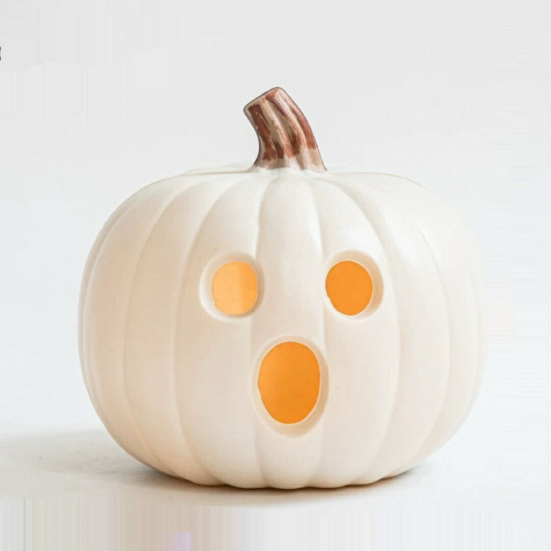 A065724ハロウィン 飾り 白いかぼちゃランタン LEDライト付き モノトーン おしゃれ｜リタハウス　店 11,325円