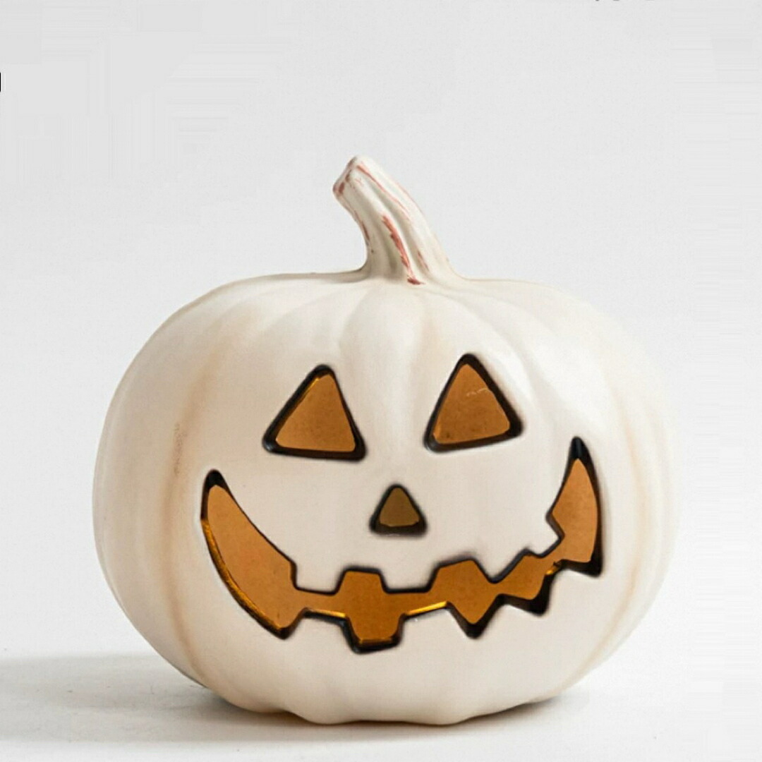 A065726ハロウィン 飾り 白いかぼちゃランタン LEDライト付き モノトーン おしゃれ｜リタハウス　店