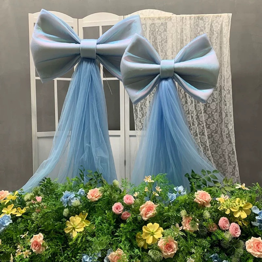 特大リボン装飾 結婚式ロングテール演出 ウェディング撮影 背景デコレーション|リタハウス 店