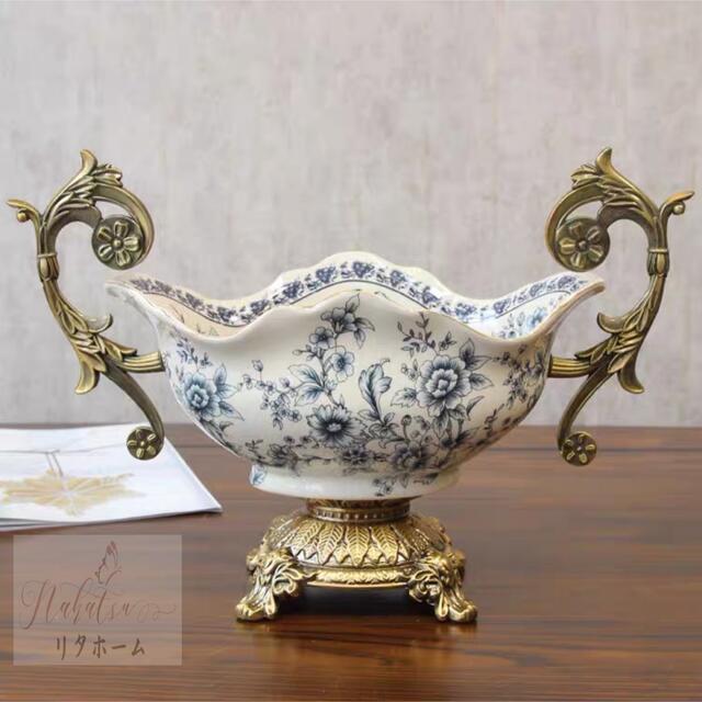 A004403御前上等果物皿 真っ盛り皿 御菓子皿、フルーツ一皿、花柄晴れ晴れしい～果物カゴ 御菓子鉢．