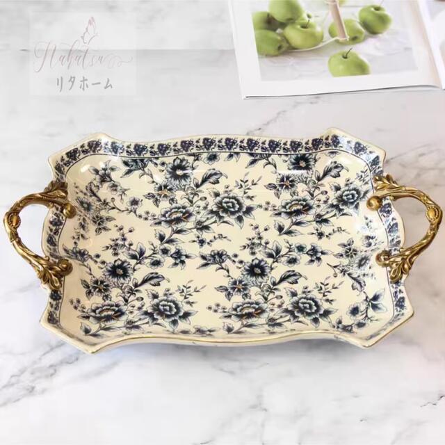 A004419高級果物皿 盛り皿 お菓子皿、フルーツプレート、花柄豪華~果物カゴ お菓子鉢.|リタハウス 店
