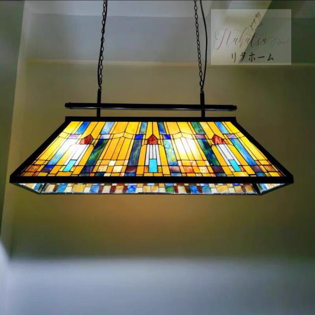 A004795高級ステンドグラス.ペンダントライト豪華天井照明ステンドグラスランプガラス工芸品 電源直結タイプ｜リタハウス　店