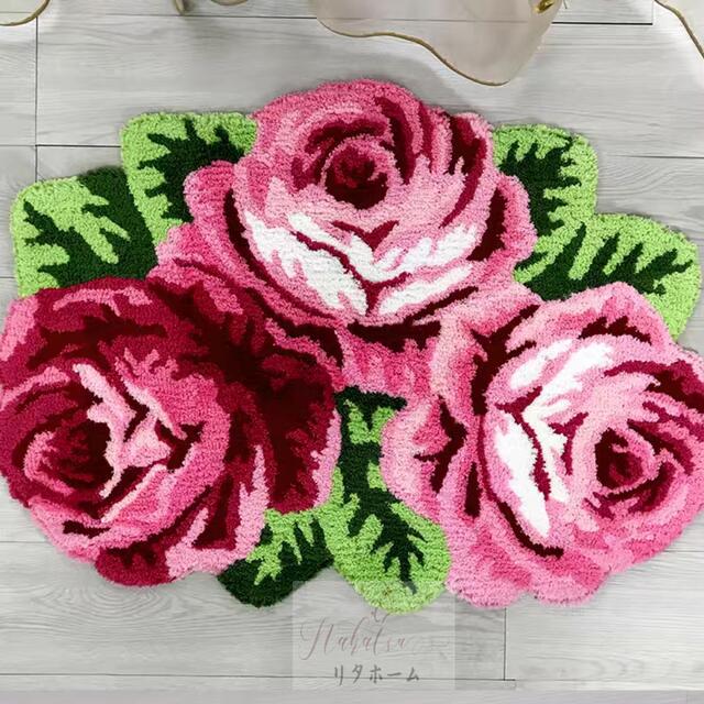 A005137ラグマット リビングマット 玄関マット．カーペット．お風呂マット薔薇雑貨｜リタハウス　店