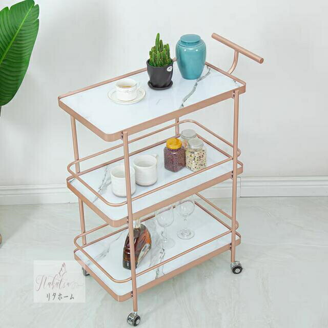 A005578カフェカート サイドテーブル ．小物入れ．キッチンワゴン．カートワゴン