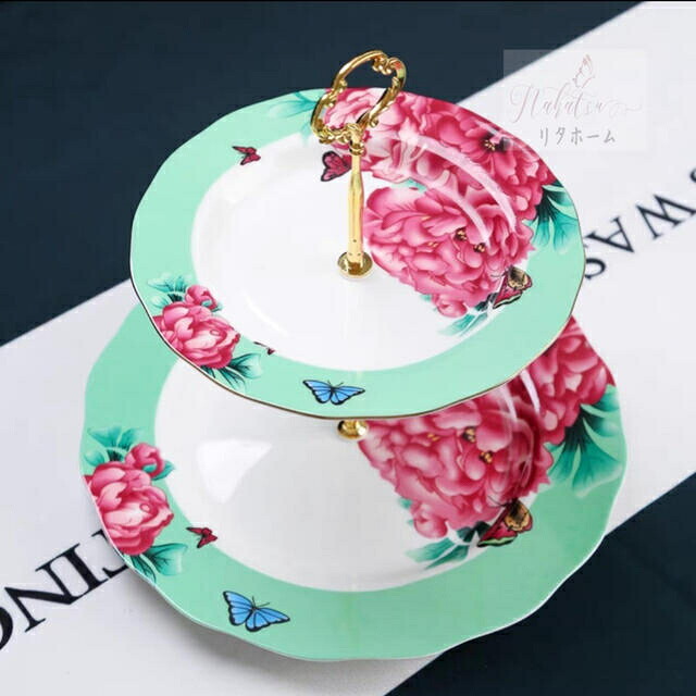 A005880西洋菓子 照明ランプ 一皿．2段仕掛ける 昼過ぎお茶 フルーツ お盆 皿