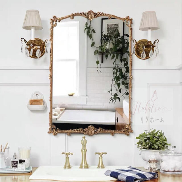 楽天市場】A000707高級豪華鏡 アンティーク調 壁掛け鏡 壁掛け