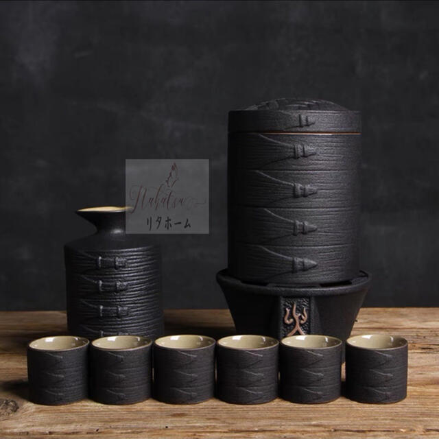 A006702酒器9点セット 陶器 酒燗器付き?徳利 熱燗 冷酒 清酒用の酒器 酒器セット｜リタハウス　店