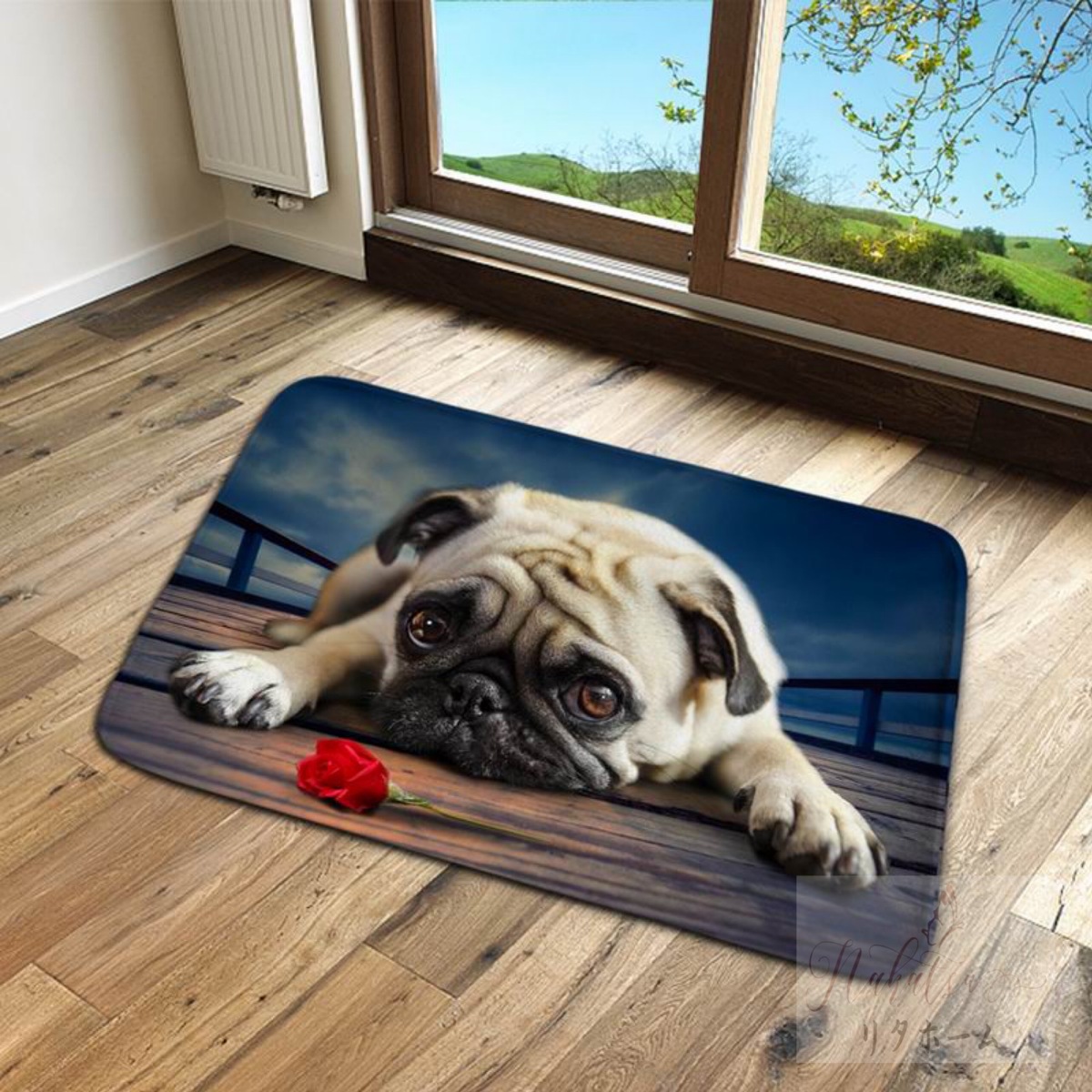 ラグマット アニマル 犬 ウルフ オオカミ カーペット コットン 輸入雑貨 ラグマット アニマル 犬 ウルフ オオカミ カーペット コットン 輸入