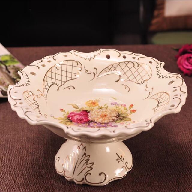 A058189高級果物皿 盛り皿 お菓子皿、フルーツプレート 花柄豪華～果物カゴ お菓子鉢