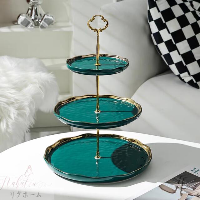 A042222ケーキ スタンド プレート 3段セット アフタヌーンティー フルーツ トレー 皿｜リタハウス　店