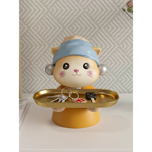 A055912猫飾りつけ 小入れもの猫  納めるボックス席 かご 卓上納める 雑貨納める cat小入れもの