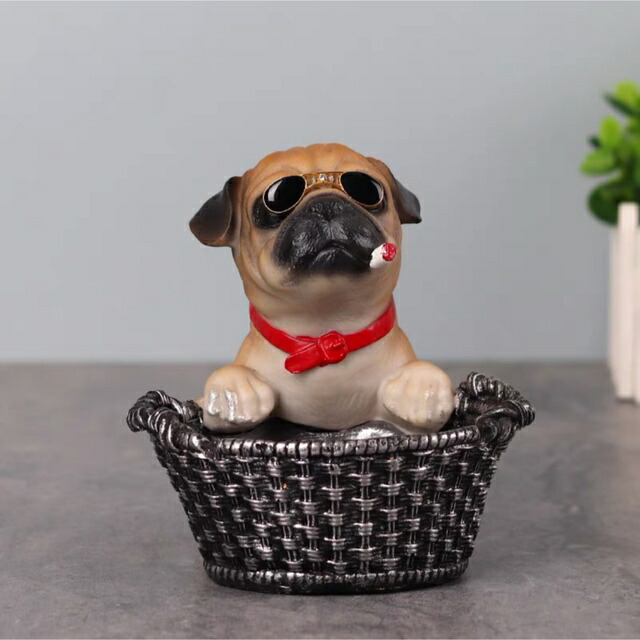 A056099パグ 飾り付け 小入れもの飼い犬 犬 納めるボックス席 卓上納める 雑貨納める かご 灰皿 インテリア・寝具・収納-その他