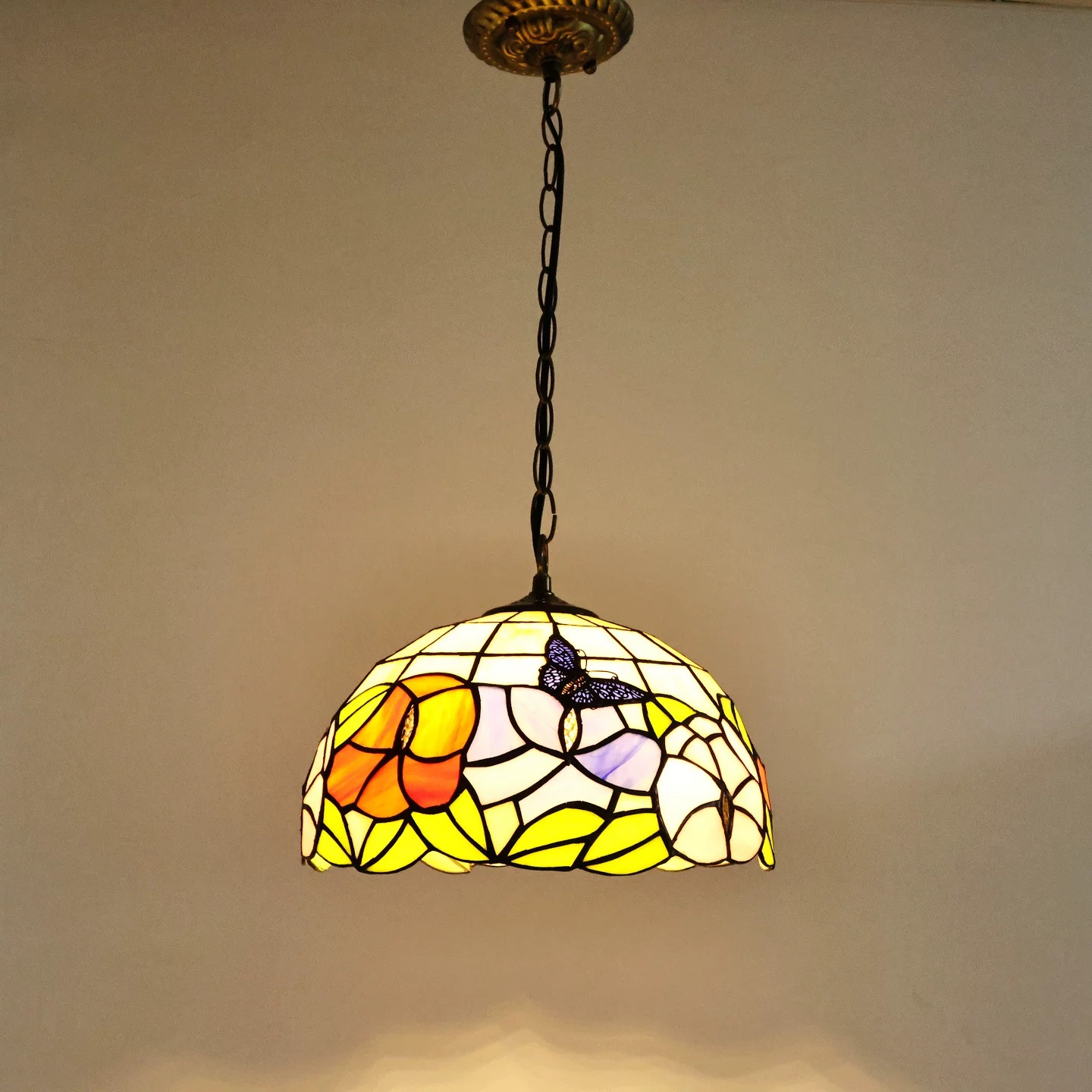 ステンドグラス 電気 楽天市場】A023902ステンドグラス ペンダントライト ．豪華天井