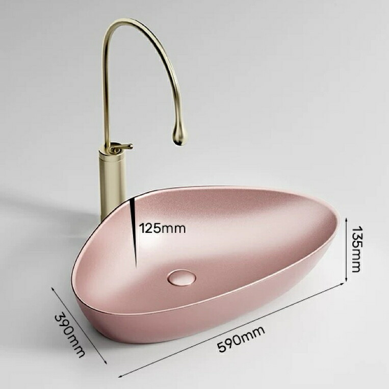 A032269高級洗面台 洗面ボウルセット 洗面ボール 陶器手水鉢 手洗器 手洗い鉢 洗面器 洗面ボウル マットピンク洗面器 手据え置きデザイン 北欧 モダン おしゃれ|リタハウス 店