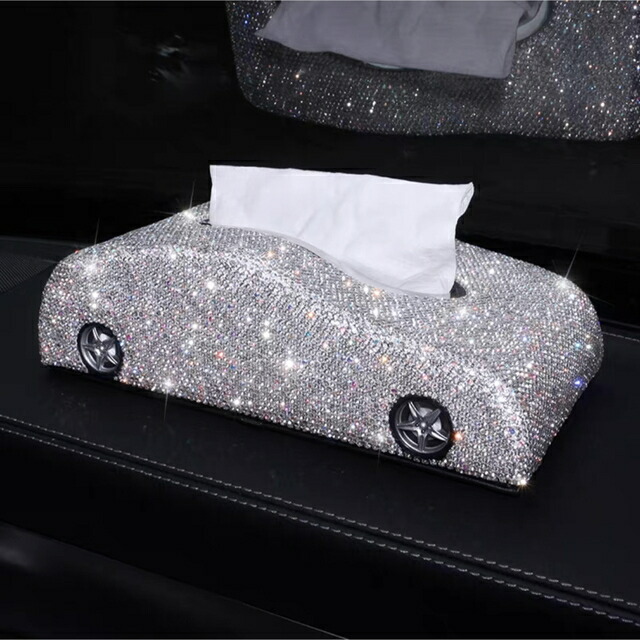 A014506生産ライン石ころ飾りつけ 御前上等感 雅びやかティッシュ入れもの  車用 キラキラ