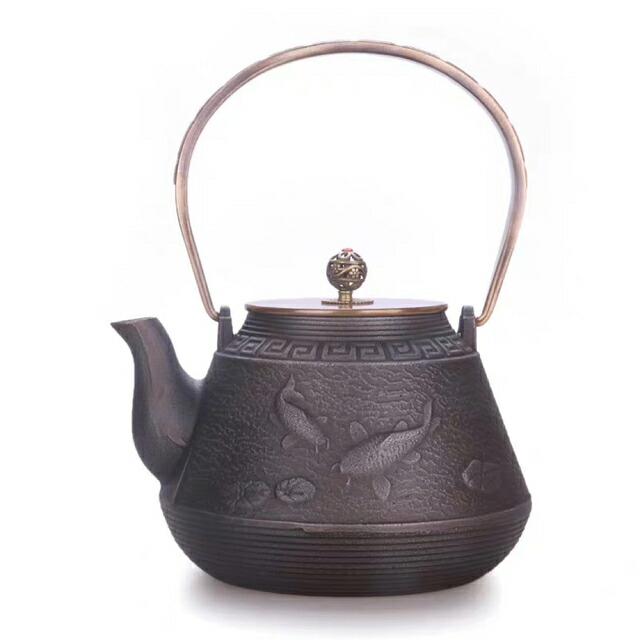 A015001鋳鉄 鉄 急須 職人手作り鉄瓶 やかん 提梁壺 茶壺 水壷 煮茶壷 茶道具|リタハウス 店