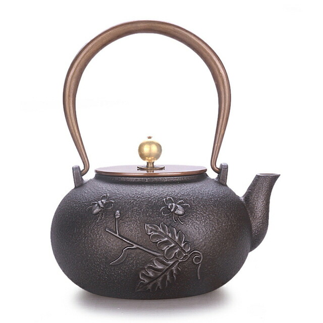 A015008鋳鉄 鉄 急須 職人手作り鉄瓶 やかん 提梁壺 茶壺 水壷 煮茶壷 茶道具｜リタハウス　店