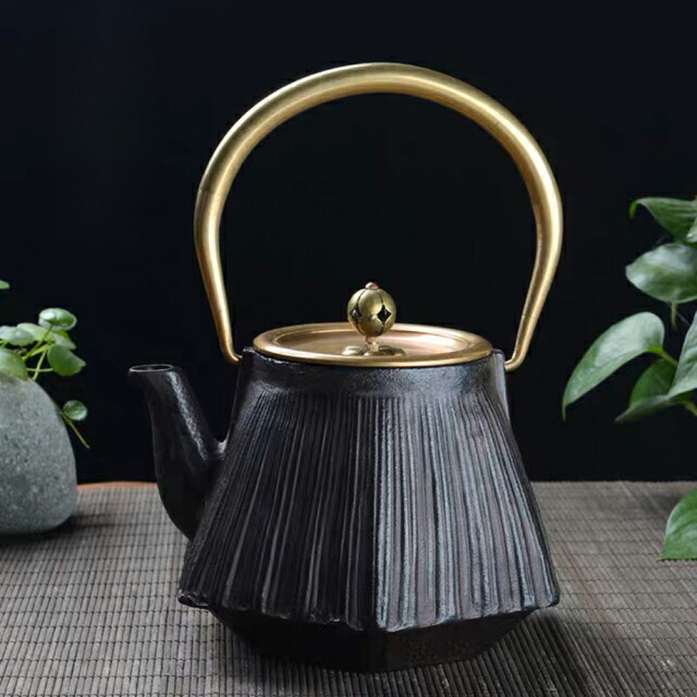 A015018鋳鉄 鉄 急須 細工人手作り鉄瓶 湯沸かし 提梁壺 茶壺 水壷 煮茶壷 茶道具