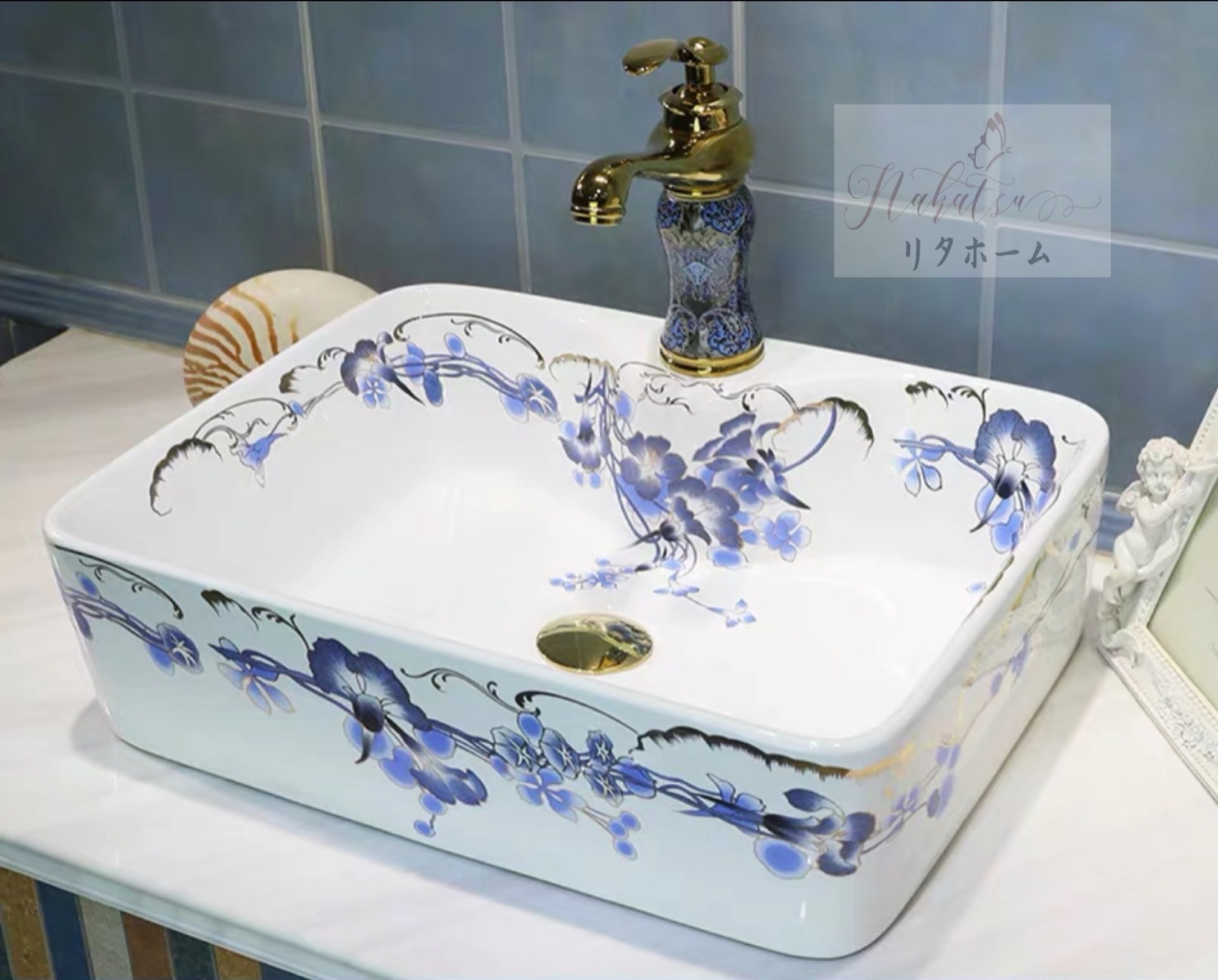 楽天市場】A014295洗面ボウルセット 洗面ボール 陶器手水鉢 手洗器