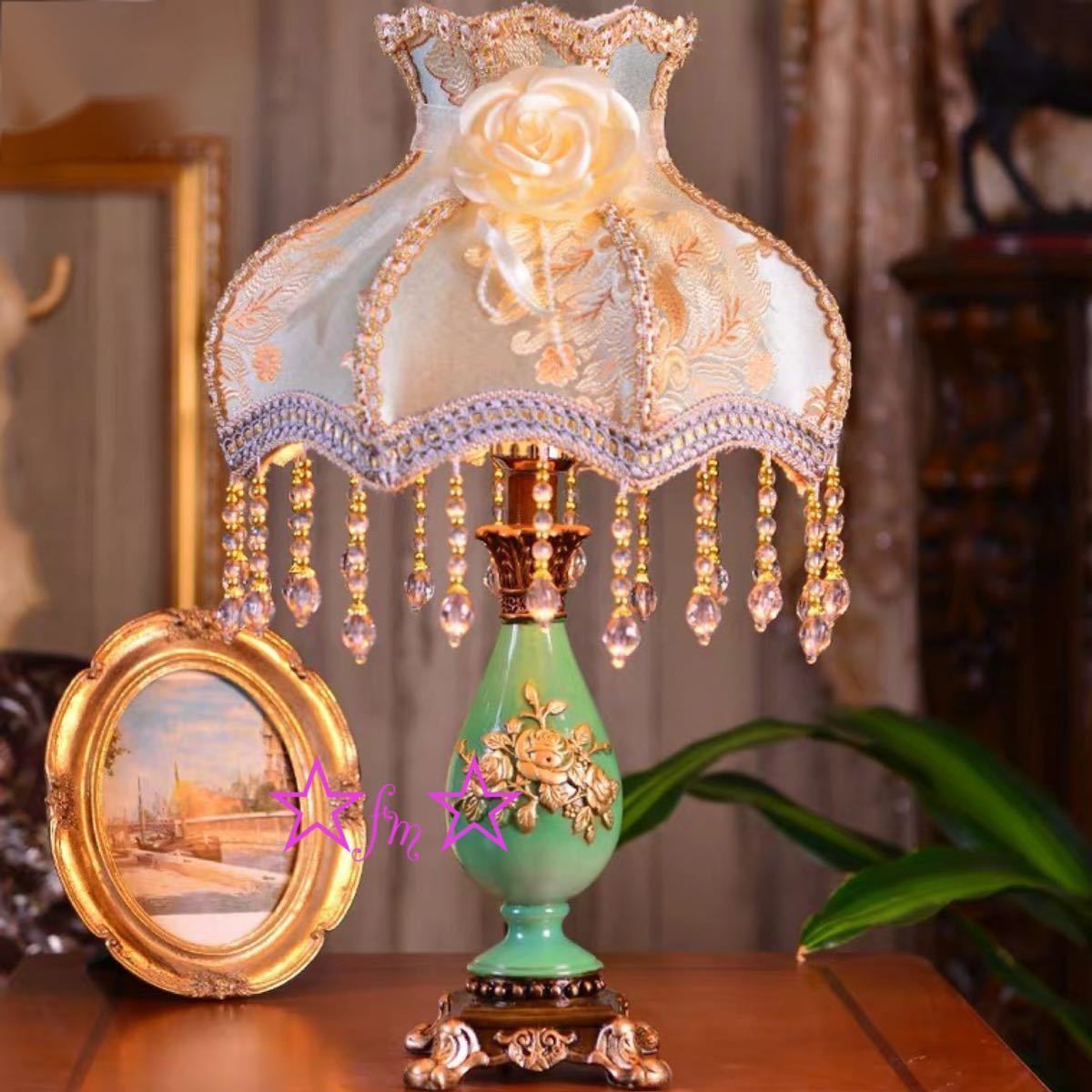 ☆ 青華緑彩 陶器 電気 スタンド ランプ 2組 ライト 電球 大型 ☆ 青