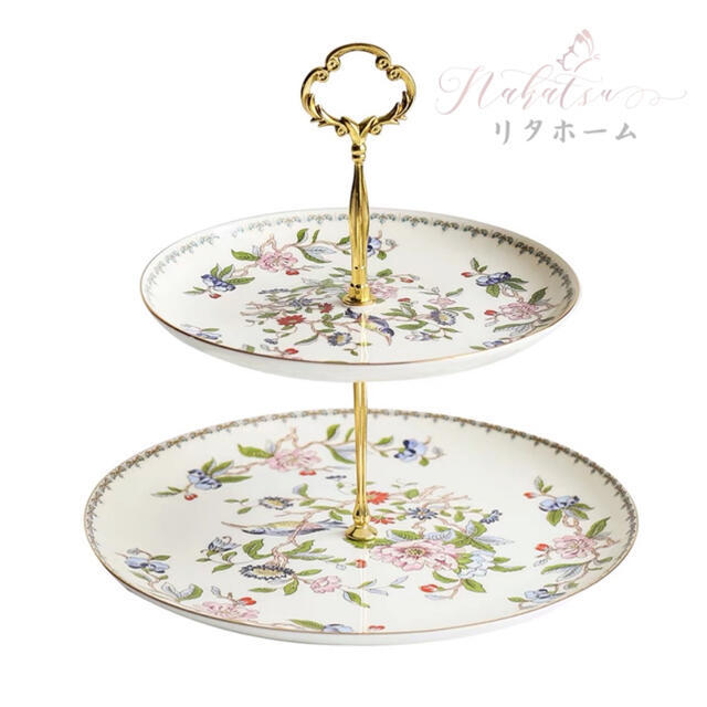 A000373西洋菓子 照明ランプ 一皿 2段仕掛ける 昼過ぎお茶 フルーツ お盆 皿