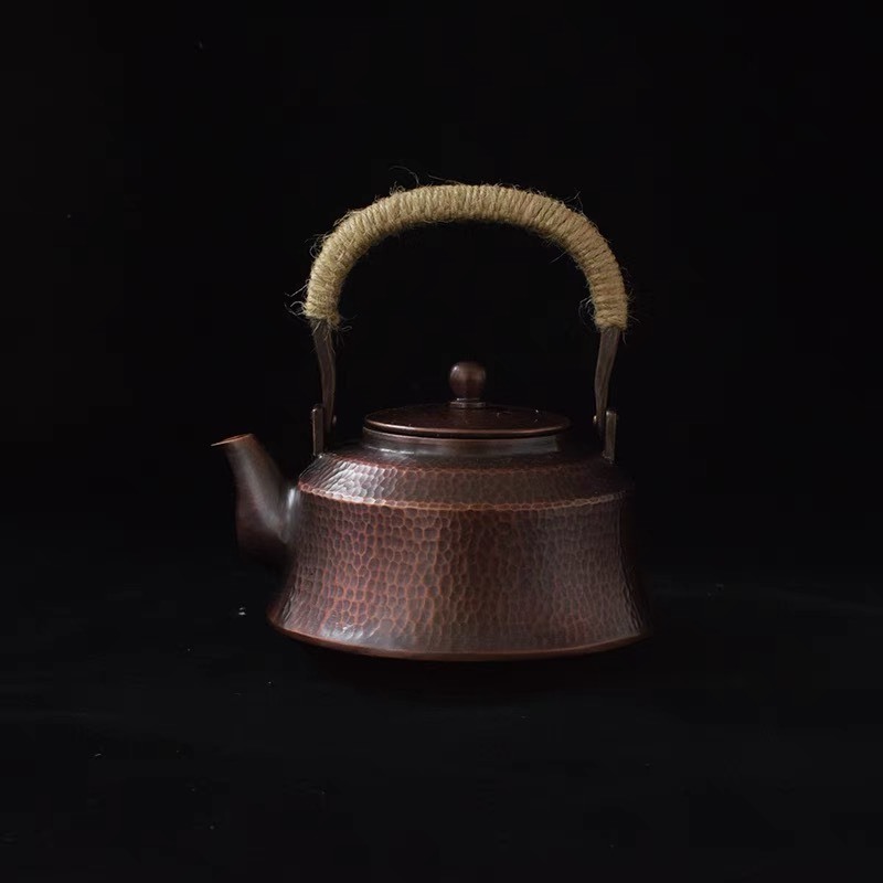 A049367銅やかん 銅壺 煮茶壷 提梁壷 急須 茶壺ティーポット 未塗り付ける銅器