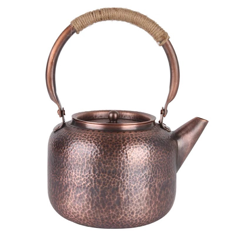 A049368銅やかん 銅壺 煮茶壷 提梁壷 急須 茶壺ティーポット 未塗り付ける銅器