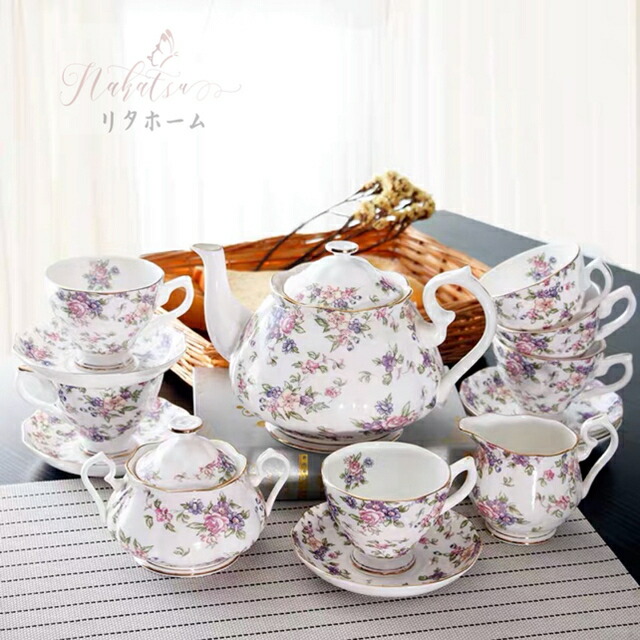A049422ディーニ 紅茶優勝杯＆平円盤 6客仕掛ける 花柄，瀬戸もの．食器 お皿