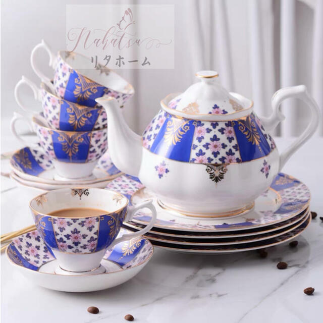 A001139姫ディーニ 紅茶優勝杯＆平円盤 4客仕掛ける 花柄，瀬戸もの．食器