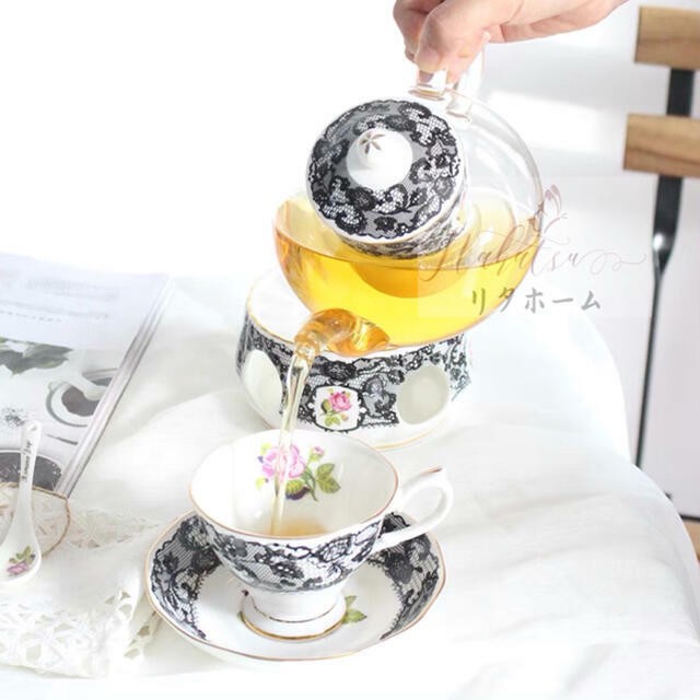 姫ディーニ ティーカップ&ソーサー 2客セット 花柄,陶器.食器