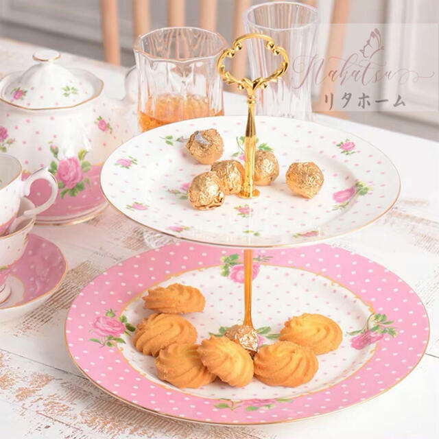 A001146西洋菓子 照明ランプ 一皿 2段仕掛ける 昼過ぎお茶 フルーツ お盆 皿