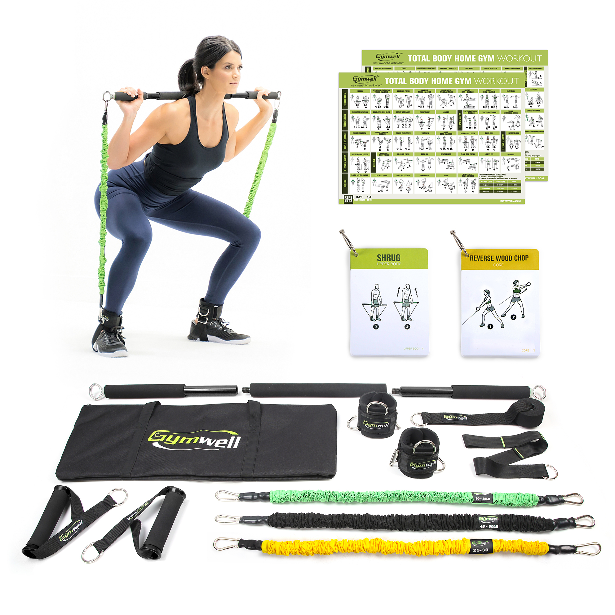 送料無料 一部地域を除く Gymwell トレーニングチューブ ポータブルホームジム筋トレ チューブ