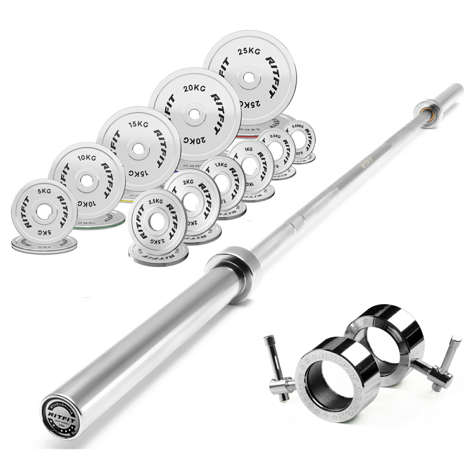 楽天市場】黒ラバーバーベルダンベルセット 100kgウエイトトレーニング