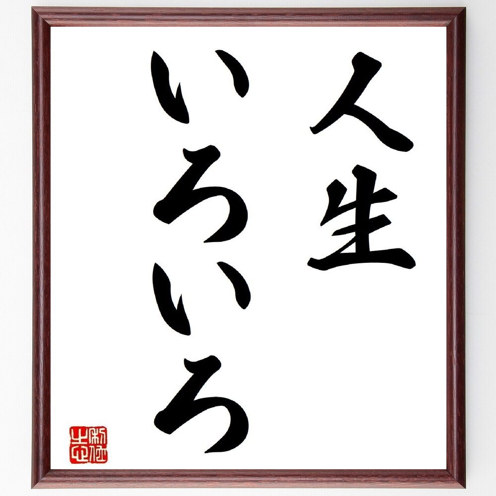 名言「人生いろいろ」手書き書道色紙額／受注後の毛筆直筆（人生の多様性 人生の選択肢 人生の経験 人生の楽しみ 人生の教訓 人生の価値観 人生の変化 人生の冒険 人生のｽﾄｰﾘｰ 人生の意味 名言 格言 座右の銘 ﾌﾟﾚｾﾞﾝﾄ 贈り物 お祝い 偉人 ～