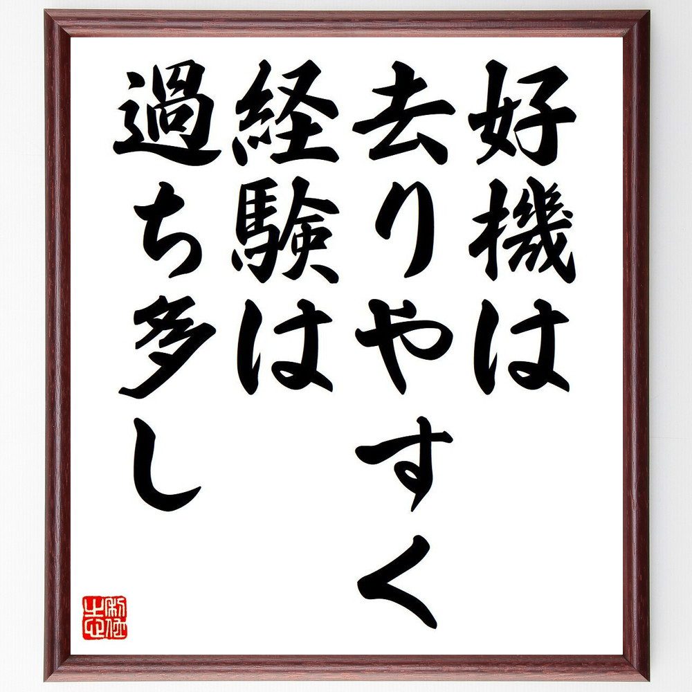 ヒポクラテスの名言「好機は去りやすく、経験は過ち多し」手書き書道色紙額／受注後の毛筆直筆　（ﾁｬﾝｽ 経験 学び 失敗 成功 医療の父 ﾋﾎﾟｸﾗﾃｽ 人生の教訓 ﾀｲﾐﾝｸﾞ 成長 ﾋﾎﾟｸﾗﾃｽ 名言 格言 座右の銘 ﾌﾟﾚｾﾞﾝﾄ 贈り物 お祝い～