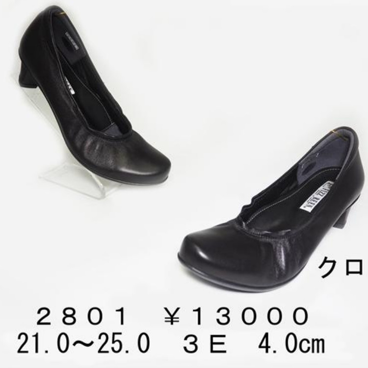 【FIZZ REEN フィズリーン】ローヒールパンプス 2801【クロ 取り寄せ】【3Eワイズ 本革  カジュアルパンプス ヒールパンプス 冠婚葬祭 脱げにくい設計】【25FW】